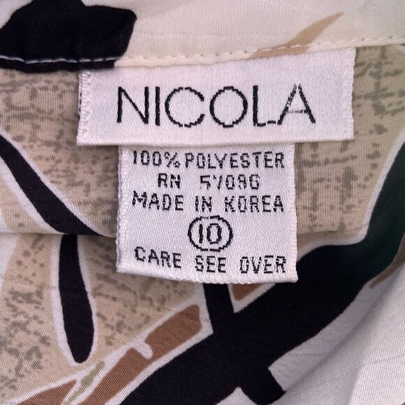 Nicola Cream Geo Pattern Button Down Blouse Women’s Size 10 Long Sleeve Top - Picture 3 of 3